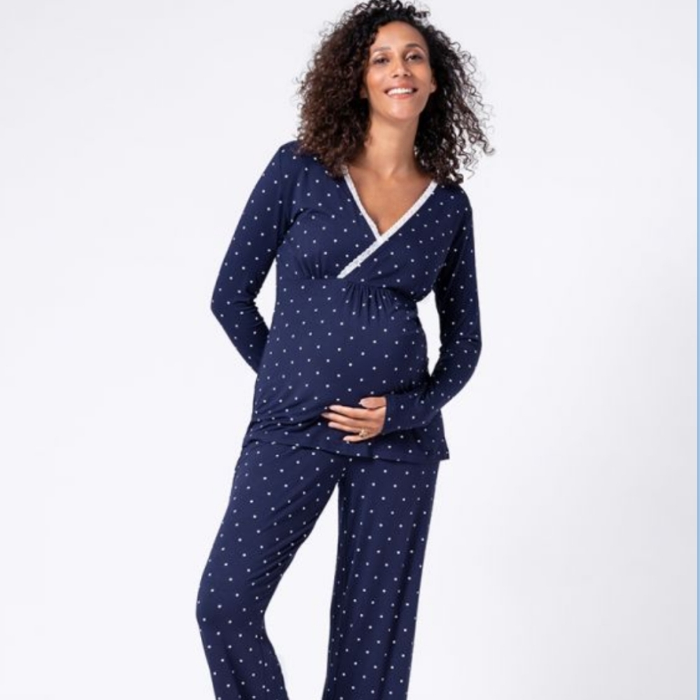 Seraphine Navy Polkadot Nursing Pajamas